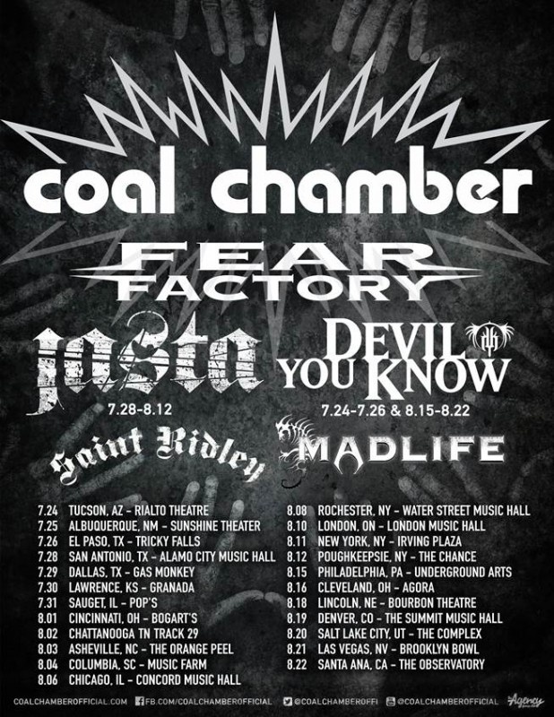 coal chamber fear factory jasta devil you know saint ridley madlife tour