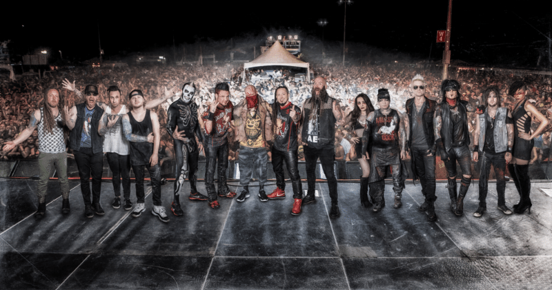 Five finger Death Punch Shinedown Sixx AM fall 2016 US tour band photo ghostcultmag