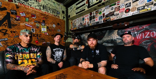 : Hatebreed band promotional photo featuring Jamey Jasta, Wayne Lozinak, Frank Novinec, Matt Byrne, and Carl Schwartz, Connecticut hardcore metal, BLKIIBLK, Fatal Paradox era 2026