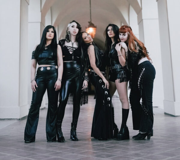 The Violent Hour band photo featuring Carla Harvey, Kiana De León, Sasha De León, Jewel Steele, and Allie Kaye, heavy rock, 2026